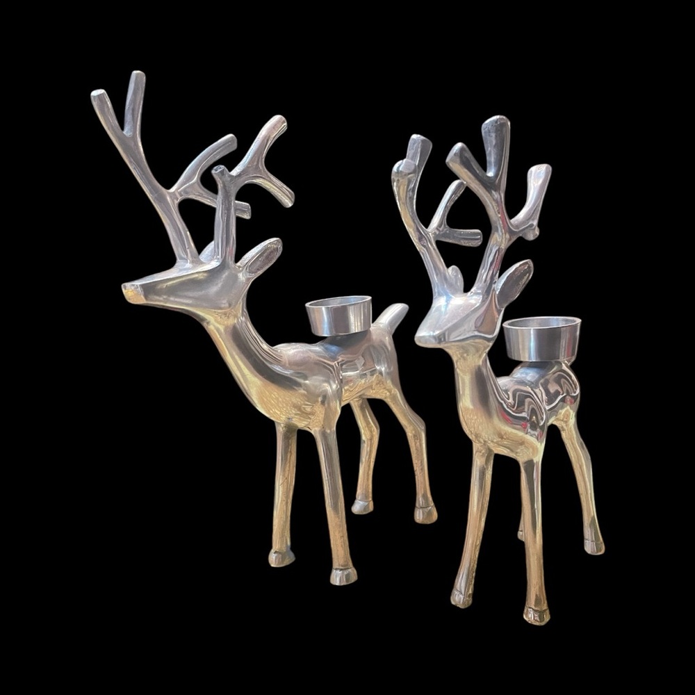 Silver Reindeer Candle Holders